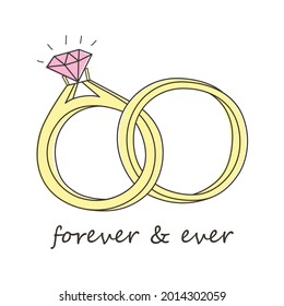 simple wedding rings design. wedding card, design element, invitation, Valentine's day. two intertwined rings
