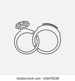 Simple wedding rings icon.