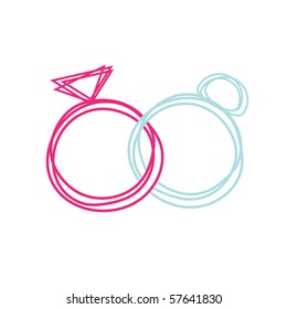 Simple Wedding rings, vector.