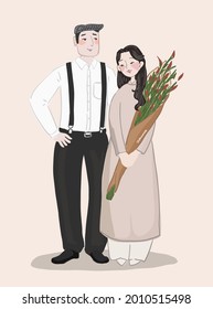 Simple wedding with Vietnamese ao dai 50-70s