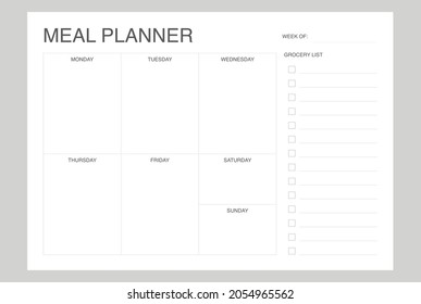 Simple Weekly Meal Planner template, schedule