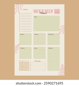 Simple weekly planner template vector