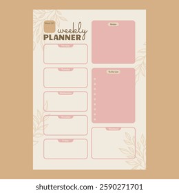 Simple weekly planner template vector