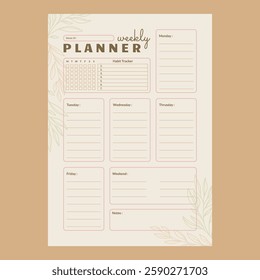 Simple weekly planner template vector