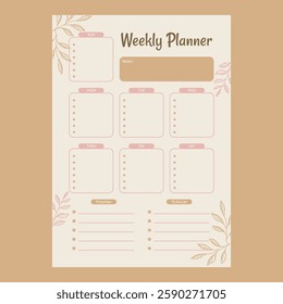 Simple weekly planner template vector