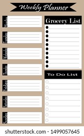 Simple weekly planner vector blank template 