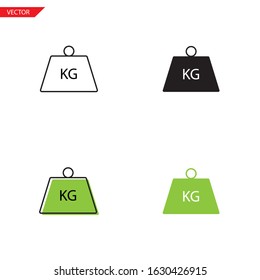 Simple weight kilogram icon on white background 4 types such as outline, black, color, outline and color. Vector illustration.