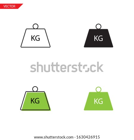 Simple weight kilogram icon on white background 4 types such as outline, black, color, outline and color. Vector illustration.