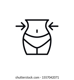 Simple weight loss line icon. Stroke pictogram. Vector illustration isolated on a white background. Premium quality symbol. Vector sign for mobile app and web sites.