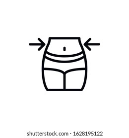 Simple weight loss line icon. Stroke pictogram. Vector illustration isolated on a white background. Premium quality symbol. Vector sign for mobile app and web sites.