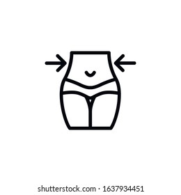 Simple weight loss line icon. Stroke pictogram. Vector illustration isolated on a white background. Premium quality symbol. Vector sign for mobile app and web sites.