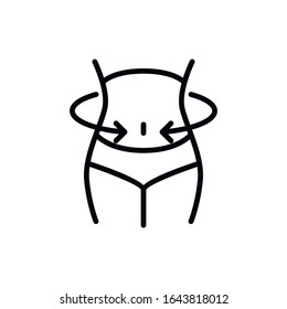 Simple weight loss line icon. Stroke pictogram. Vector illustration isolated on a white background. Premium quality symbol. Vector sign for mobile app and web sites.