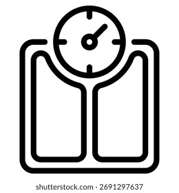 Icono simple de la escala del peso con una silueta de la persona.
