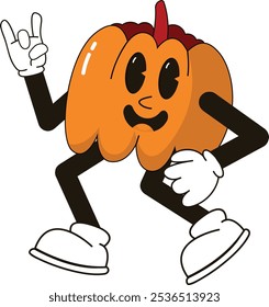 simple weird pumpkin halloween mascot illustration with funny pose and expression