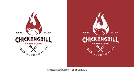 Simple western vintage roasted chicken logo design inspiration template