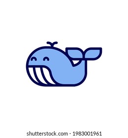 Simple whale icon cartoon style.
