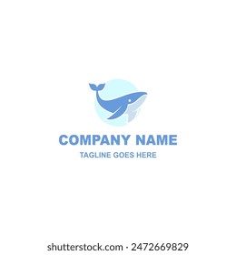 Simple Whale Logo Design On Whte Background