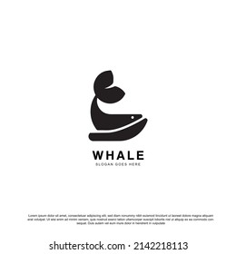 simple whale logo design vector