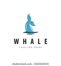 Simple whale logo sea animal silhouette design deep ocean concept big sea animal template illustration