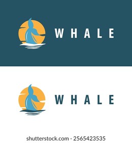 Simple whale logo sea animal silhouette design deep ocean concept big sea animal template illustration