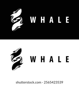 Simple whale logo sea animal silhouette design deep ocean concept big sea animal template illustration