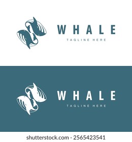 Simple whale logo sea animal silhouette design deep ocean concept big sea animal template illustration