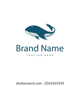 Simple whale logo sea animal silhouette design deep ocean concept big sea animal template illustration