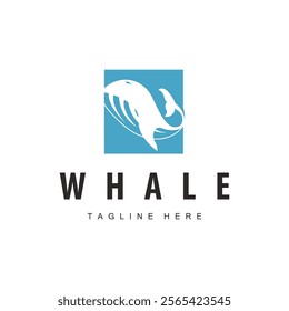 Simple whale logo sea animal silhouette design deep ocean concept big sea animal template illustration