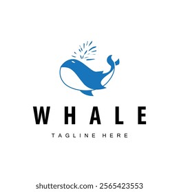 Simple whale logo sea animal silhouette design deep ocean concept big sea animal template illustration