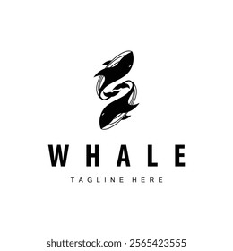 Simple whale logo sea animal silhouette design deep ocean concept big sea animal template illustration