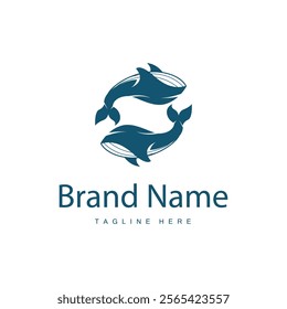 Simple whale logo sea animal silhouette design deep ocean concept big sea animal template illustration