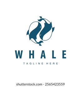 Simple whale logo sea animal silhouette design deep ocean concept big sea animal template illustration