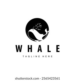 Simple whale logo sea animal silhouette design deep ocean concept big sea animal template illustration