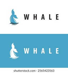 Simple whale logo sea animal silhouette design deep ocean concept big sea animal template illustration