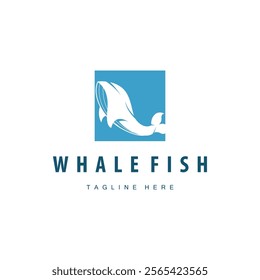 Simple whale logo sea animal silhouette design deep ocean concept big sea animal template illustration