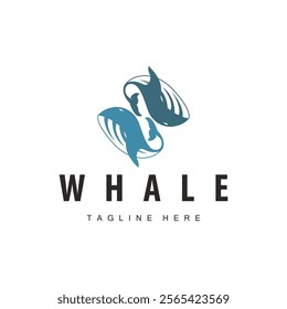 Simple whale logo sea animal silhouette design deep ocean concept big sea animal template illustration