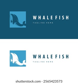 Simple whale logo sea animal silhouette design deep ocean concept big sea animal template illustration