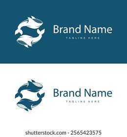 Simple whale logo sea animal silhouette design deep ocean concept big sea animal template illustration