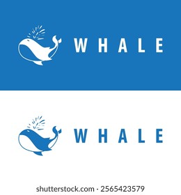 Simple whale logo sea animal silhouette design deep ocean concept big sea animal template illustration