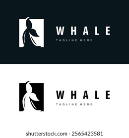 Simple whale logo sea animal silhouette design deep ocean concept big sea animal template illustration