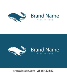 Simple whale logo sea animal silhouette design deep ocean concept big sea animal template illustration