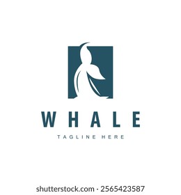 Simple whale logo sea animal silhouette design deep ocean concept big sea animal template illustration