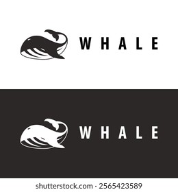 Simple whale logo sea animal silhouette design deep ocean concept big sea animal template illustration