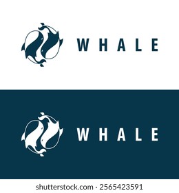 Simple whale logo sea animal silhouette design deep ocean concept big sea animal template illustration