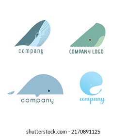 simple whale logo set vector illustration