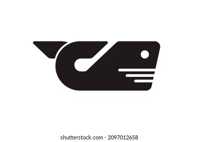 Simple whale logo template design. Vector illustration