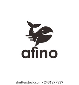 Simple whale logo template design	

