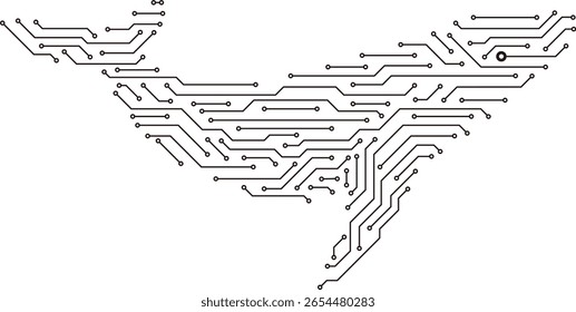 Simple whale shape made of circuit board