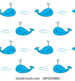 simple whales. vector animals. seamless pattern. baby repetitive background. fabric swatch. wrapping paper. continuous print. design element for home decor, apparel, phone case, textile, cloth