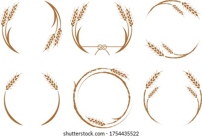 Simple wheat frame illustration set
